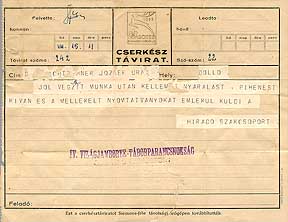 Hungary 1933 Telegram